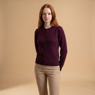 Dunedin Cashmere Woman's 100% Cashmere C Neck Cardigan - Eminence - Heritage Of Scotland - XS