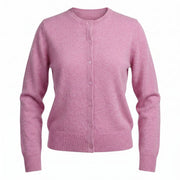 Dunedin Cashmere Woman's 100% Cashmere C Neck Cardigan - Marl Lilac - Heritage Of Scotland - XS