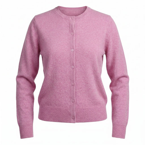 Dunedin Cashmere Woman's 100% Cashmere C Neck Cardigan - Marl Lilac - Heritage Of Scotland - XS