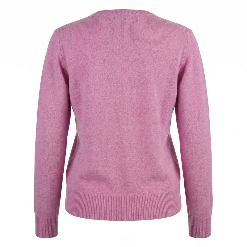 Dunedin Cashmere Woman's 100% Cashmere C Neck Cardigan - Marl Lilac - Heritage Of Scotland - XS