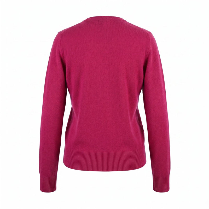Dunedin Cashmere Woman's 100% Cashmere C Neck Cardigann - Fuchsia - Heritage Of Scotland - XS