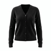 Dunedin Cashmere Woman's 100% Cashmere V Neck Cardigan - Black - Heritage Of Scotland - XS