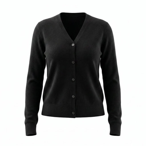 Dunedin Cashmere Woman's 100% Cashmere V Neck Cardigan - Black - Heritage Of Scotland - XS