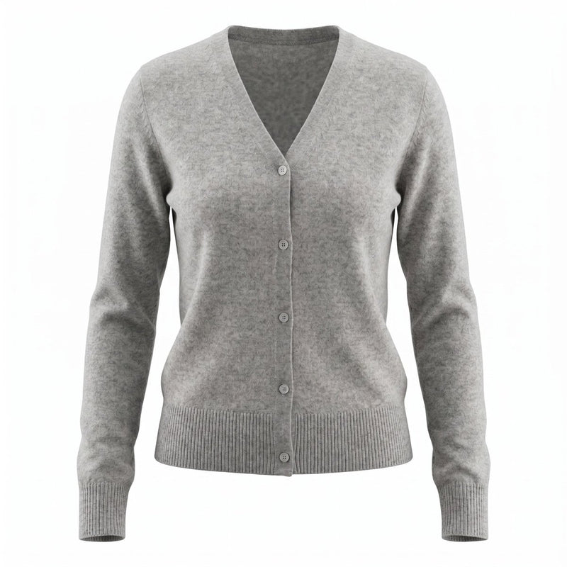 Dunedin Cashmere Woman's 100% Cashmere V Neck Cardigan - Cardigan Oyster - Heritage Of Scotland - XS