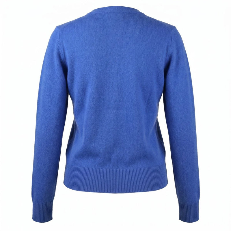 Dunedin Cashmere Woman's 100% Cashmere V Neck Cardigan - Cornflower - Heritage Of Scotland - XS