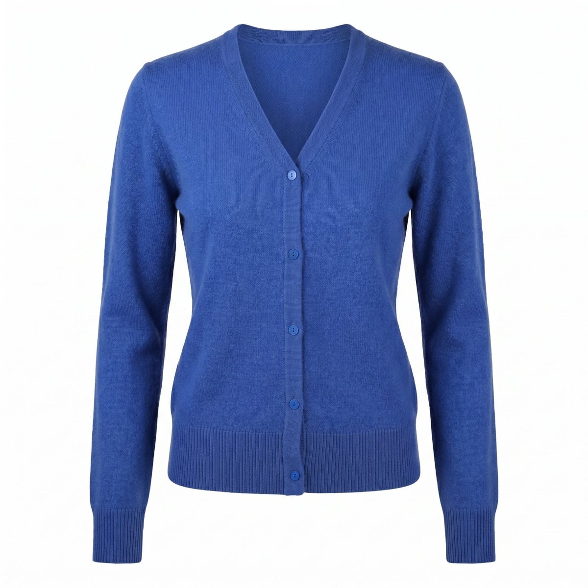 Dunedin Cashmere Woman's 100% Cashmere V Neck Cardigan - Cornflower - Heritage Of Scotland - XS