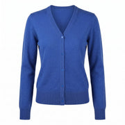 Dunedin Cashmere Woman's 100% Cashmere V Neck Cardigan - Cornflower - Heritage Of Scotland - XS