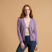Dunedin Cashmere Woman's 100% Cashmere V Neck Cardigan - Heather - Heritage Of Scotland - XS