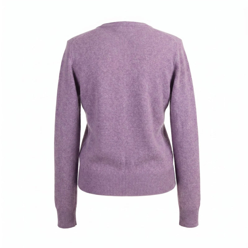 Dunedin Cashmere Woman's 100% Cashmere V Neck Cardigan - Heather - Heritage Of Scotland - XS