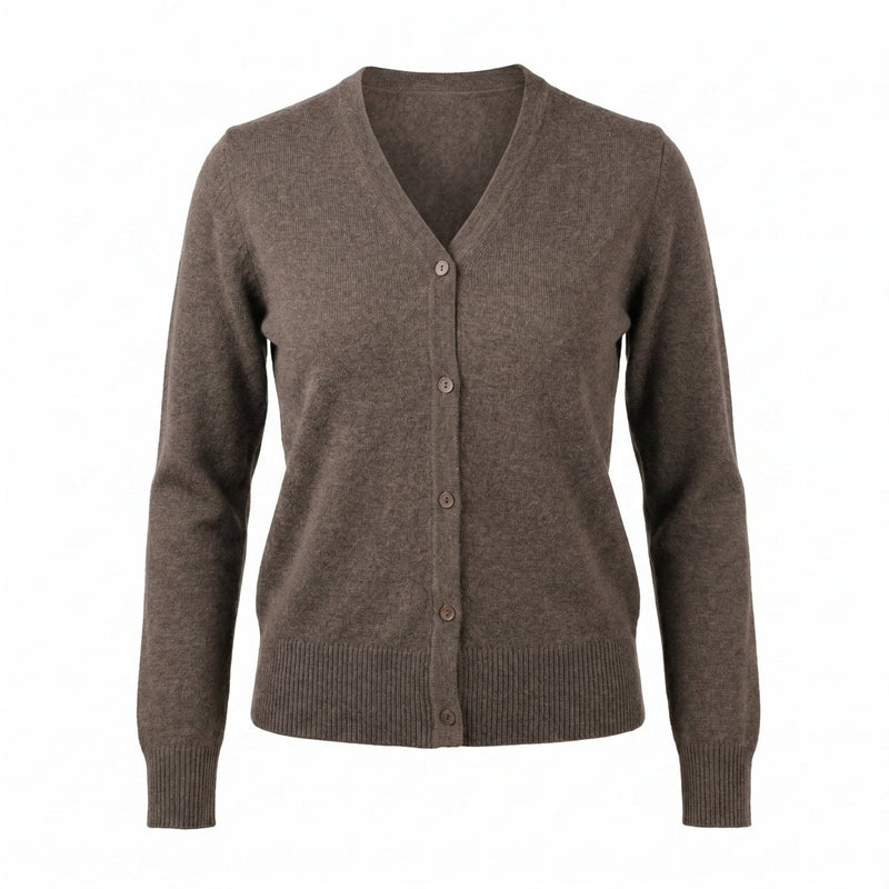 Dunedin Cashmere Woman's 100% Cashmere V Neck Cardigan - Olive - Heritage Of Scotland - XS
