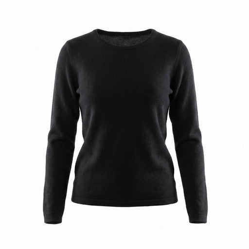 Dunedin Cashmere Women’s 100% Cashmere C - Neck Jumper – Black - Heritage Of Scotland - XS