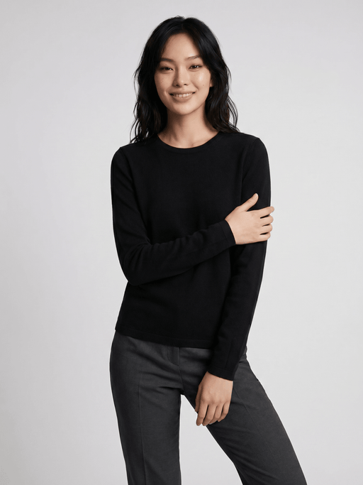 Dunedin Cashmere Women’s 100% Cashmere C-Neck Jumper – Black - Heritage Of Scotland - XS