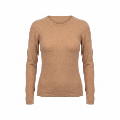 Dunedin Cashmere Women’s 100% Cashmere C - Neck Jumper – Camel - Heritage Of Scotland - XS