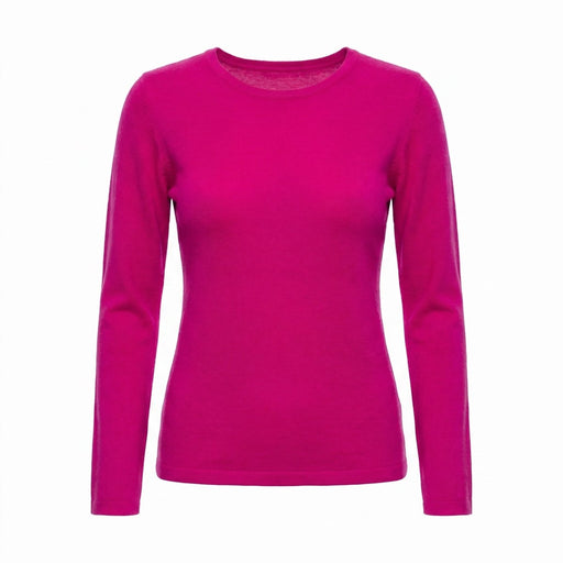Dunedin Cashmere Women’s 100% Cashmere C - Neck Jumper – Fuchsia - Heritage Of Scotland - XS