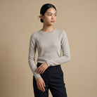 Dunedin Cashmere Women’s 100% Cashmere C - Neck Jumper – Oyster - Heritage Of Scotland - S