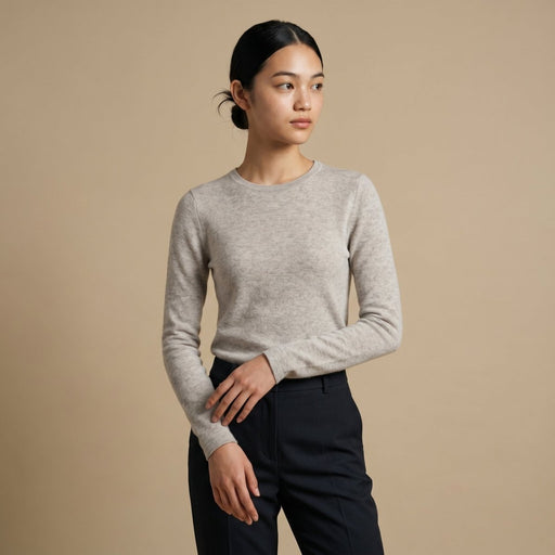 Dunedin Cashmere Women’s 100% Cashmere C - Neck Jumper – Oyster - Heritage Of Scotland - S