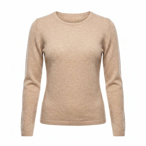 Dunedin Cashmere Women’s 100% Cashmere C - Neck Jumper – Sand Beige - Heritage Of Scotland - XS