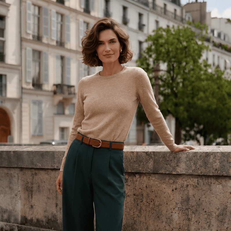 Dunedin Cashmere Women’s 100% Cashmere C-Neck Jumper – Sand Beige - Heritage Of Scotland - XS
