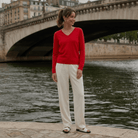 Dunedin Cashmere Women’s 100% Cashmere V-Neck Jumper – Cardinal - Heritage Of Scotland - XS