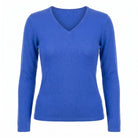 Dunedin Cashmere Women’s 100% Cashmere V - Neck Jumper – Cornflower - Heritage Of Scotland - XS