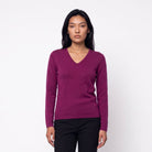 Dunedin Cashmere Women’s 100% Cashmere V-Neck Jumper – Eminence - Heritage Of Scotland - XS