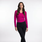 Dunedin Cashmere Women’s 100% Cashmere V-Neck Jumper – Fuchsia - Heritage Of Scotland - XS