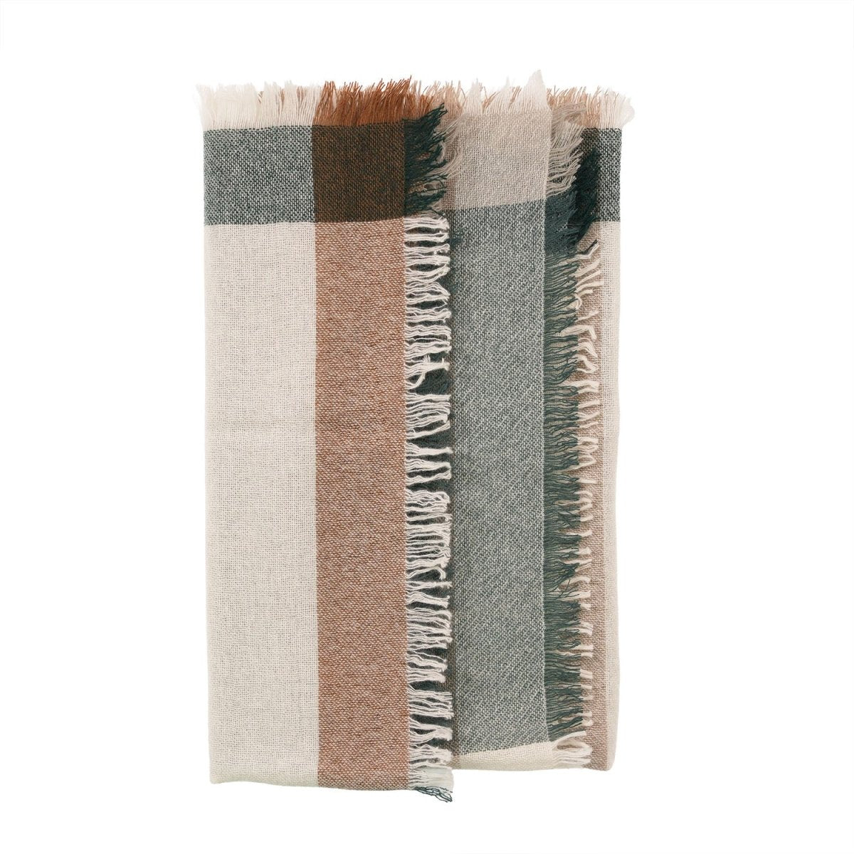 Earthy Block 100% Cashmere Square Scarf - FOREST GREEN - Heritage Of Scotland -