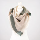 Earthy Block 100% Cashmere Square Scarf - FOREST GREEN - Heritage Of Scotland -