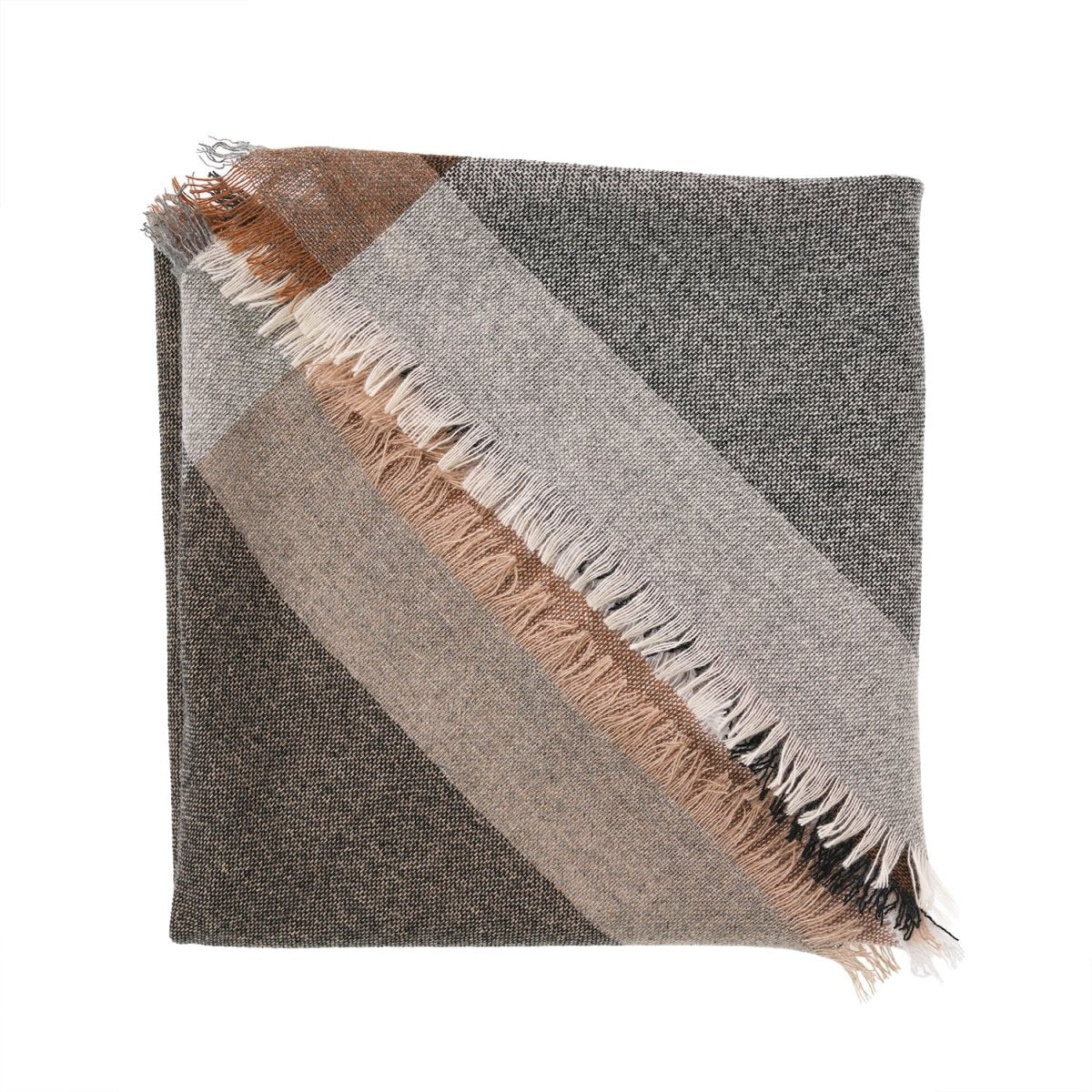Earthy Block 100% Cashmere Square Scarf - MONOCHROME - Heritage Of Scotland -