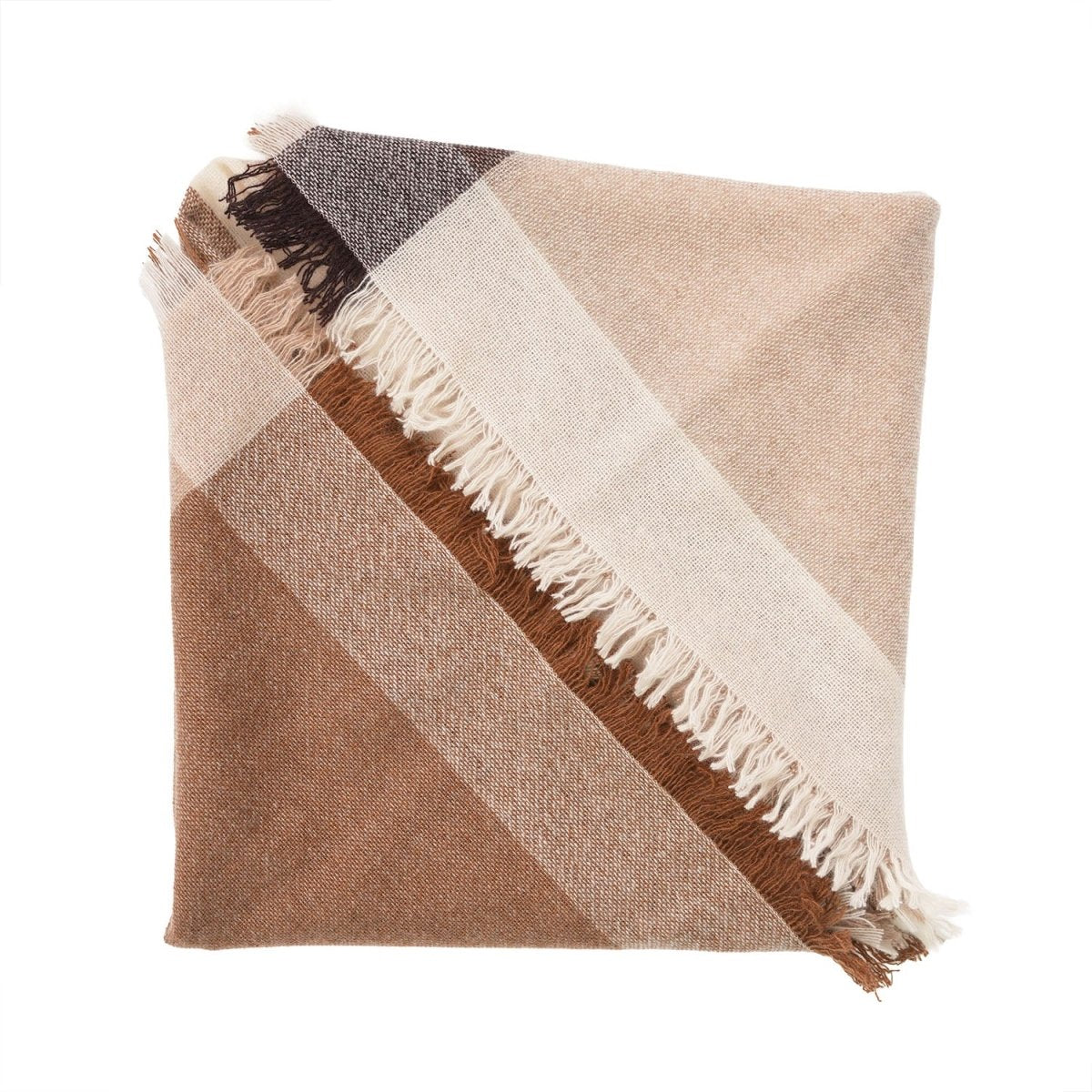 Earthy Block 100% Cashmere Square Scarf - NATURAL - Heritage Of Scotland -