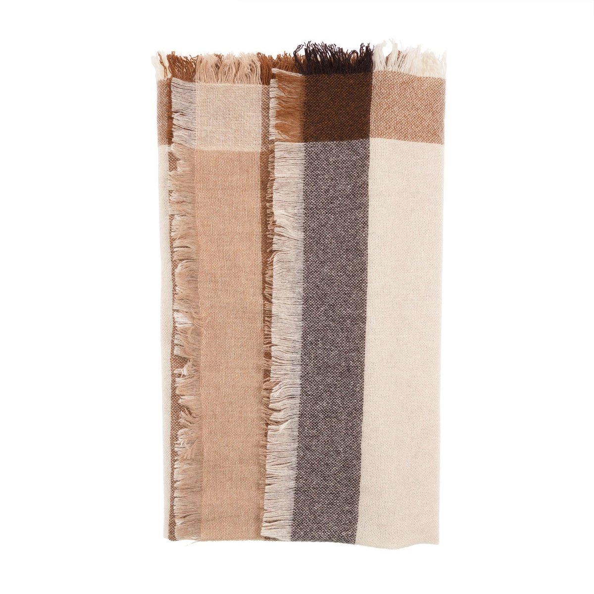 Earthy Block 100% Cashmere Square Scarf - NATURAL - Heritage Of Scotland -
