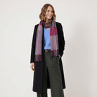 Edinburgh 100% Lambswool Scarf Barcode Check - Wineberry - Heritage Of Scotland -