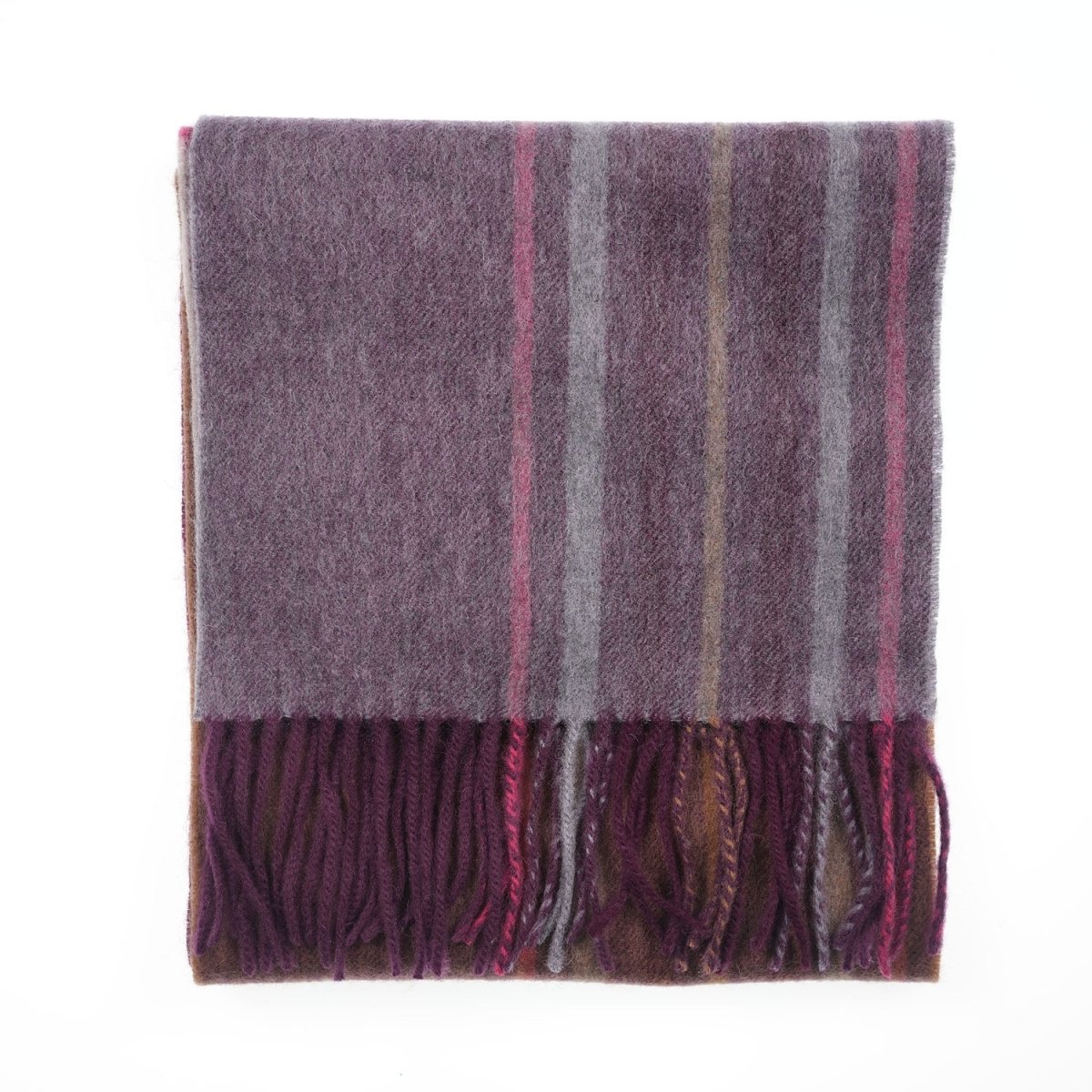 Edinburgh 100% Lambswool Scarf Barcode Check - Wineberry - Heritage Of Scotland -