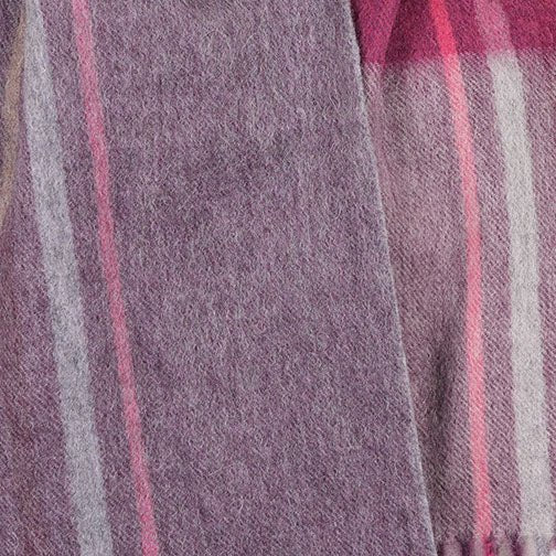 Edinburgh 100% Lambswool Scarf Barcode Check - Wineberry - Heritage Of Scotland -