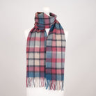 Edinburgh 100% Lambswool Scarf – Premium Soft Wool Wrap - Artillery Check Ashley Blue and Pink - Heritage Of Scotland -