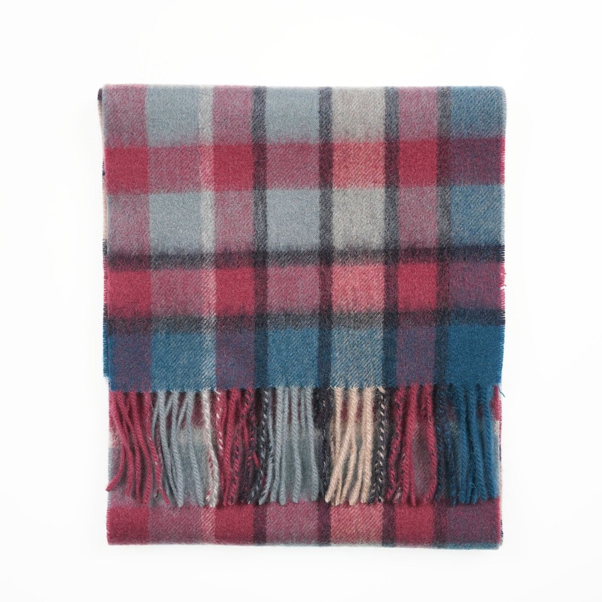 Edinburgh 100% Lambswool Scarf – Premium Soft Wool Wrap - Artillery Check Ashley Blue and Pink - Heritage Of Scotland -
