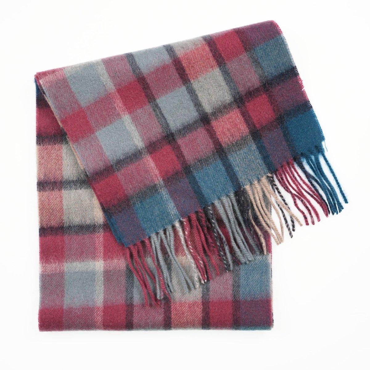 Edinburgh 100% Lambswool Scarf – Premium Soft Wool Wrap - Artillery Check Ashley Blue and Pink - Heritage Of Scotland -