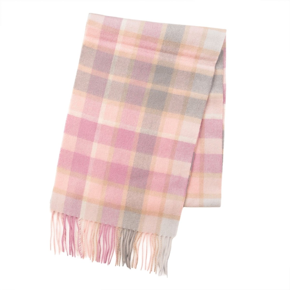 Edinburgh 100% Lambswool Scarf – Premium Soft Wool Wrap - Artillery Check Light Pink - Heritage Of Scotland -