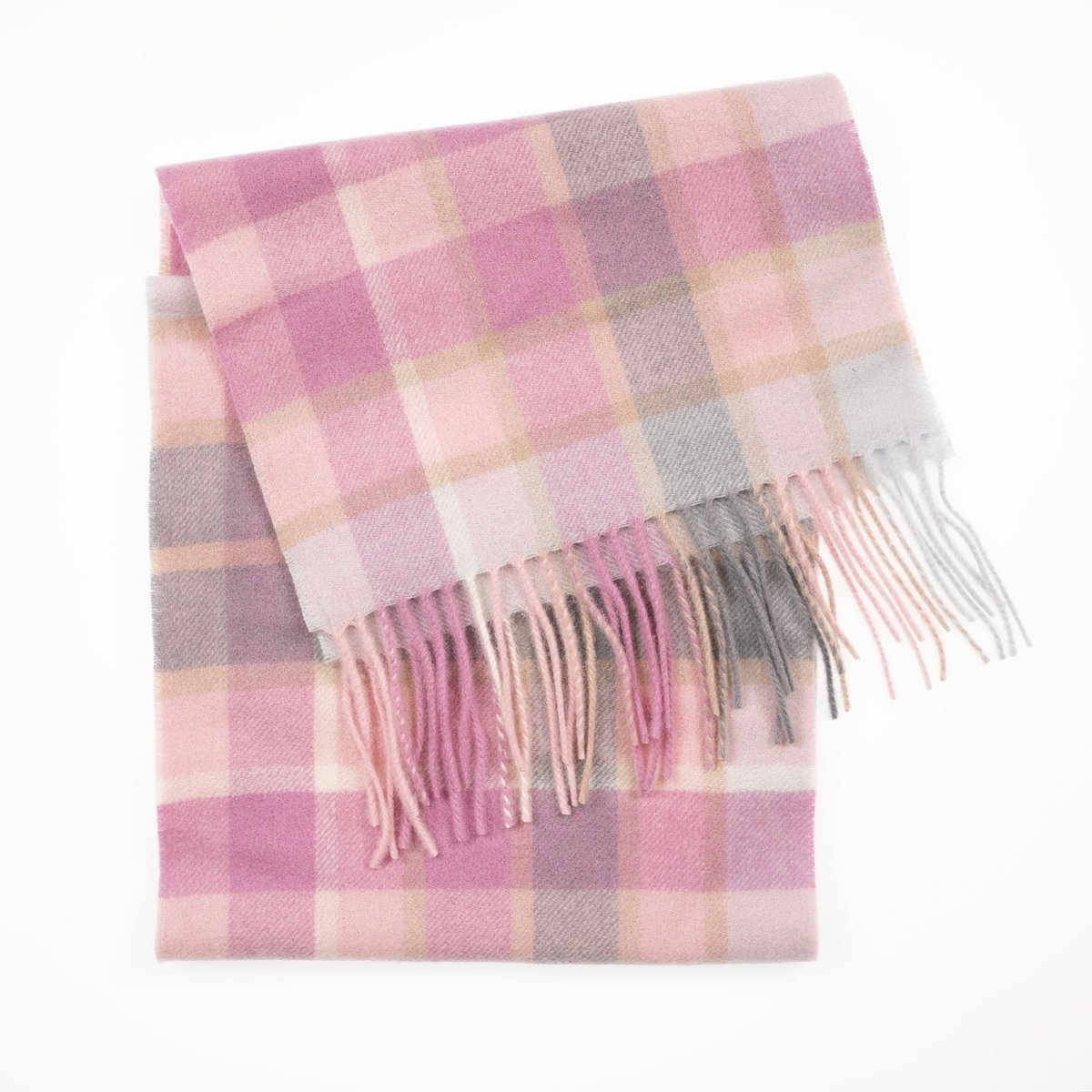 Edinburgh 100% Lambswool Scarf – Premium Soft Wool Wrap - Artillery Check Light Pink - Heritage Of Scotland -