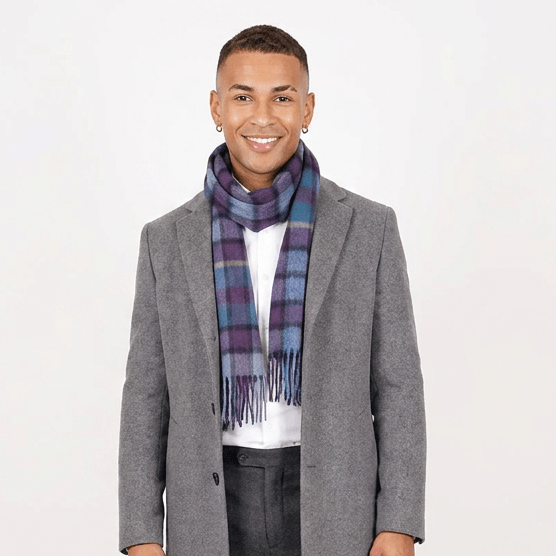 Edinburgh 100% Lambswool Scarf – Premium Soft Wool Wrap - Artillery Check Navy - Heritage Of Scotland -