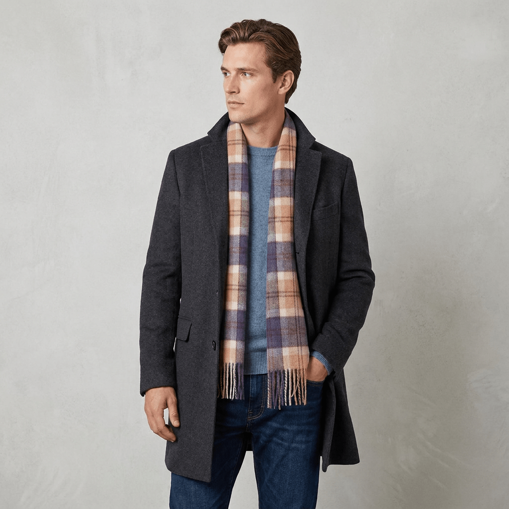 Edinburgh 100% Lambswool Scarf – Premium Soft Wool Wrap - Bannockbane Navy - Heritage Of Scotland -