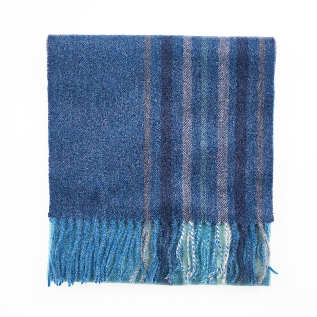 Edinburgh 100% Lambswool Scarf – Premium Soft Wool Wrap - Barcode Check - Aqua Blue - Heritage Of Scotland -