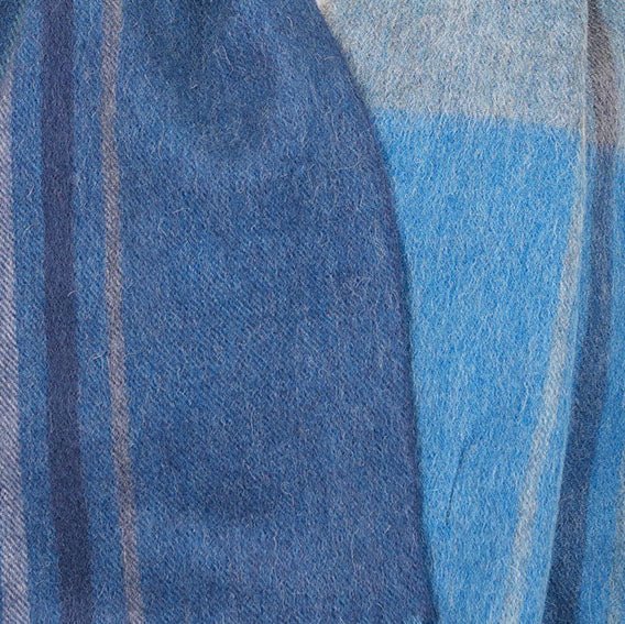 Edinburgh 100% Lambswool Scarf – Premium Soft Wool Wrap - Barcode Check - Aqua Blue - Heritage Of Scotland -