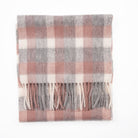 Edinburgh 100% Lambswool Scarf – Premium Soft Wool Wrap - Big Check Muted White and Pink - Heritage Of Scotland -