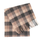 Edinburgh 100% Lambswool Scarf – Premium Soft Wool Wrap - Big Check Natural Brown - Heritage Of Scotland -