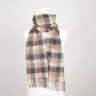 Edinburgh 100% Lambswool Scarf – Premium Soft Wool Wrap - Big Check Natural Brown - Heritage Of Scotland -