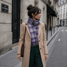 Edinburgh 100% Lambswool Scarf – Premium Soft Wool Wrap - Big Check Purple and Oyster - Heritage Of Scotland -