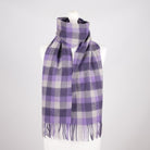 Edinburgh 100% Lambswool Scarf – Premium Soft Wool Wrap - Big Check Purple and Oyster - Heritage Of Scotland -