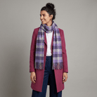 Edinburgh 100% Lambswool Scarf – Premium Soft Wool Wrap - Big Check Purple and Oyster - Heritage Of Scotland -