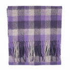Edinburgh 100% Lambswool Scarf – Premium Soft Wool Wrap - Big Check Purple and Oyster - Heritage Of Scotland -